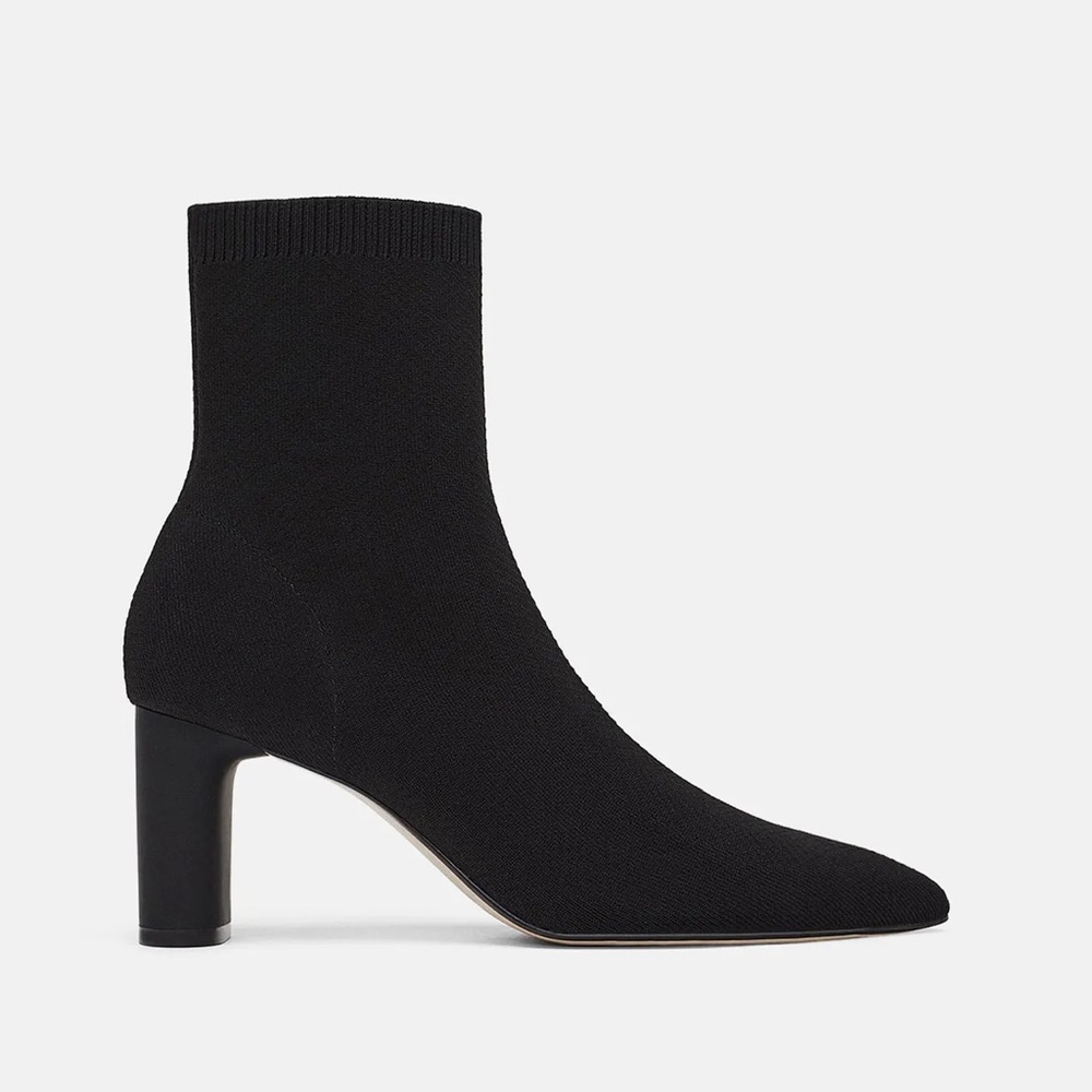 Zara Black Fabric Heeled Ankle Boots